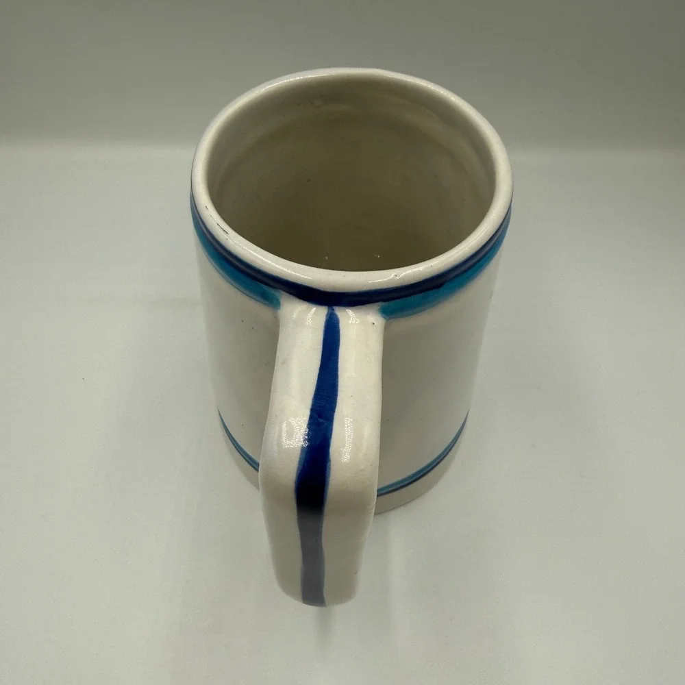 Cabo Wabo Cantina Beer Stein Mug Blue White Lighthouse Ceramic Cat-Mex Mexico